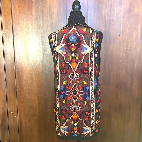 Vintage Ranch Style Tribal Knitted Vest M - Picture 3 of 10